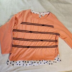 Crown & Ivy peach long-sleeve blouse  3x Plus Nautical Knit Detail Mixed Media